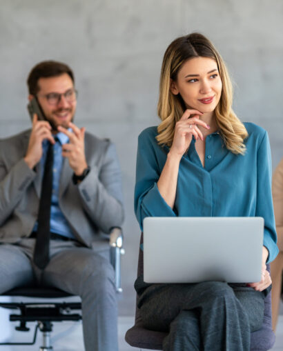 Thoughtful businesspeople working together at office workplace. Concept of team work, business education, internet surfing, brainstorm, project information technology