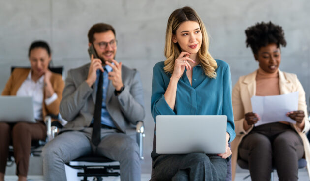 Thoughtful businesspeople working together at office workplace. Concept of team work, business education, internet surfing, brainstorm, project information technology
