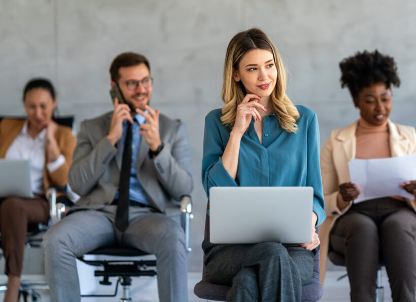 Thoughtful businesspeople working together at office workplace. Concept of team work, business education, internet surfing, brainstorm, project information technology