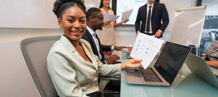 Smiling confident professional business woman corporate leader, happy mature female executive, lady manager standing in office and looking at camera.