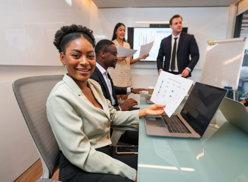 Smiling confident professional business woman corporate leader. Smiling confident professional business woman corporate leader, happy mature female executive, lady manager standing in office and looking at camera.